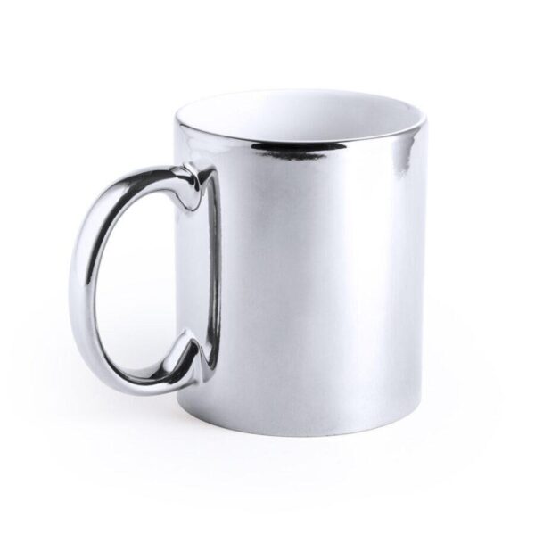 Imagen taza efecto metálico plateado