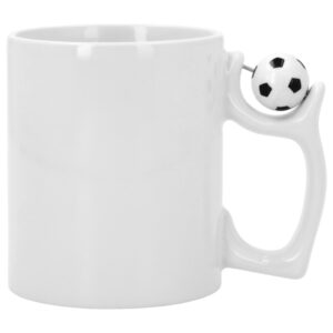 Imagen taza blanca asa decorada pelota fútbol