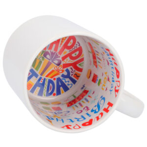 Imagen taza blanca interior preimpreso happy birthday